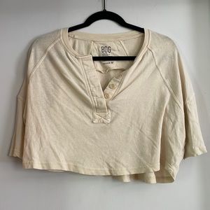 Cream Urban Outfitters crop top short sleeve T